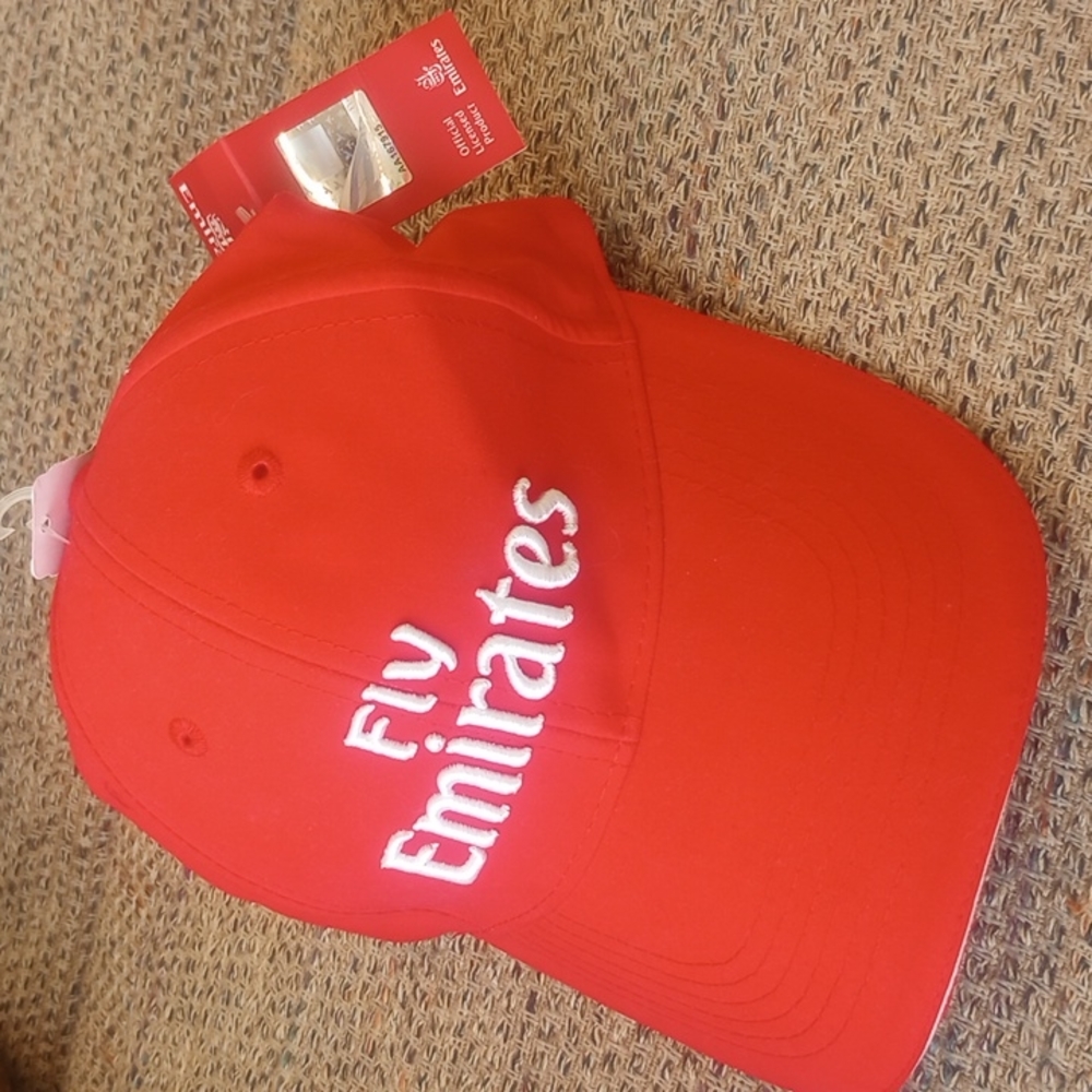 FLY EMIRATES Official Red Microfiber Adjustable Logo Cap NWT